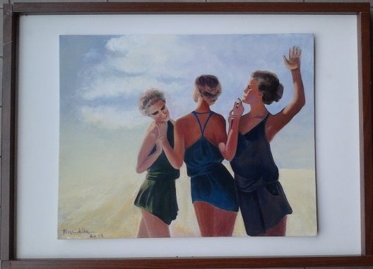 LE TRE GRAZIE - TROIS FILLES EN PLEIN AIR-Cm.40x50-ACRILICOsuPANNELLO TELATO-2013