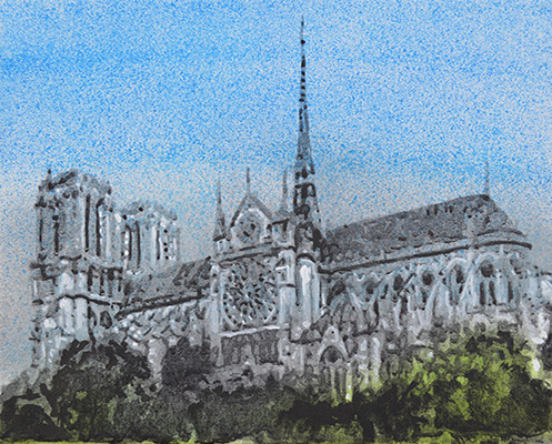 Notre dame, 2019, acrylique sur toile, 24 cm x 30 cm