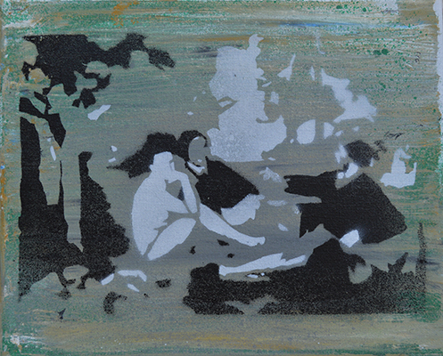 Le Déjeuner sur l'herbe II, d'après E. Manet,2019, acrylique sur toile, 24 cm x 30 cm