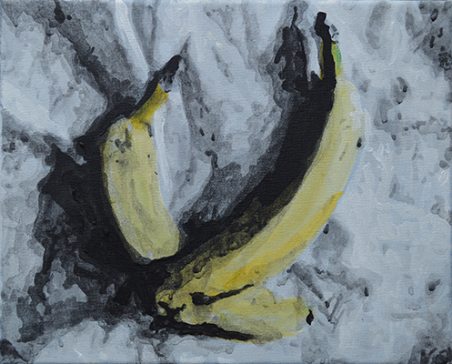 Bananes, 2019, acrylique sur toile, 24 cm x 30 cm