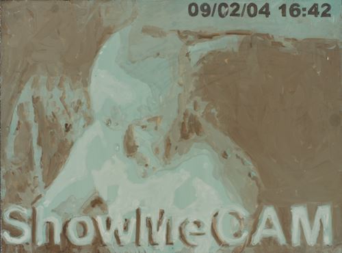 Showmecam, 2004, huile sur bois, 30 cm x 40 cm