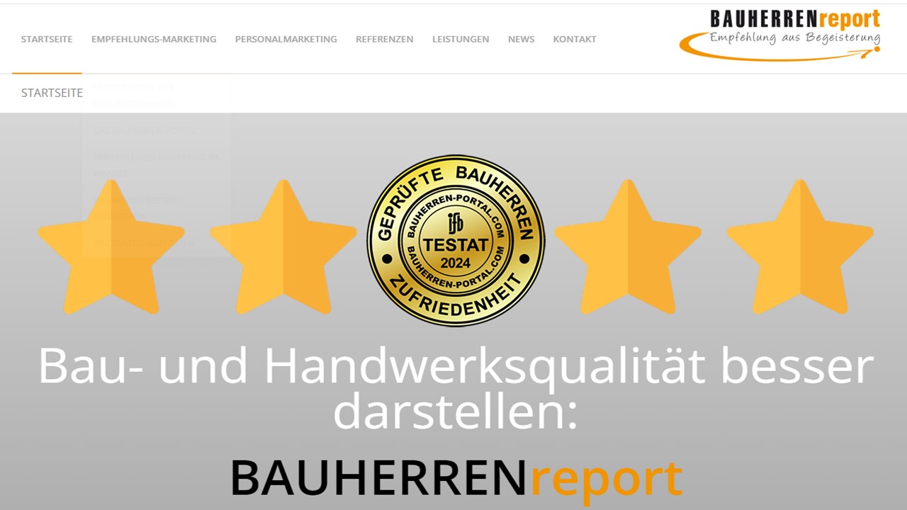 BAUHERRENreport GmbH macht Empfehlungsmarketing für Handwerksunternehmen