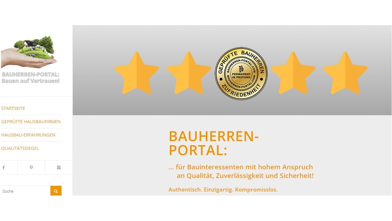 BAUHERREN-PORTAL ist einzigartige Plattform für kundenorientierte Bauunternehmen