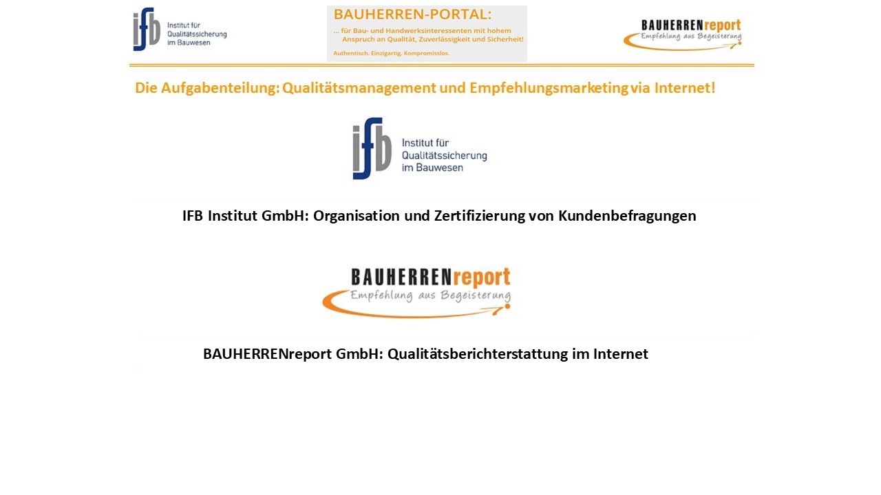 Das BAUHERREN-PORTAL ist die erste Empfehlungsplattform für Handwerksunternehmen