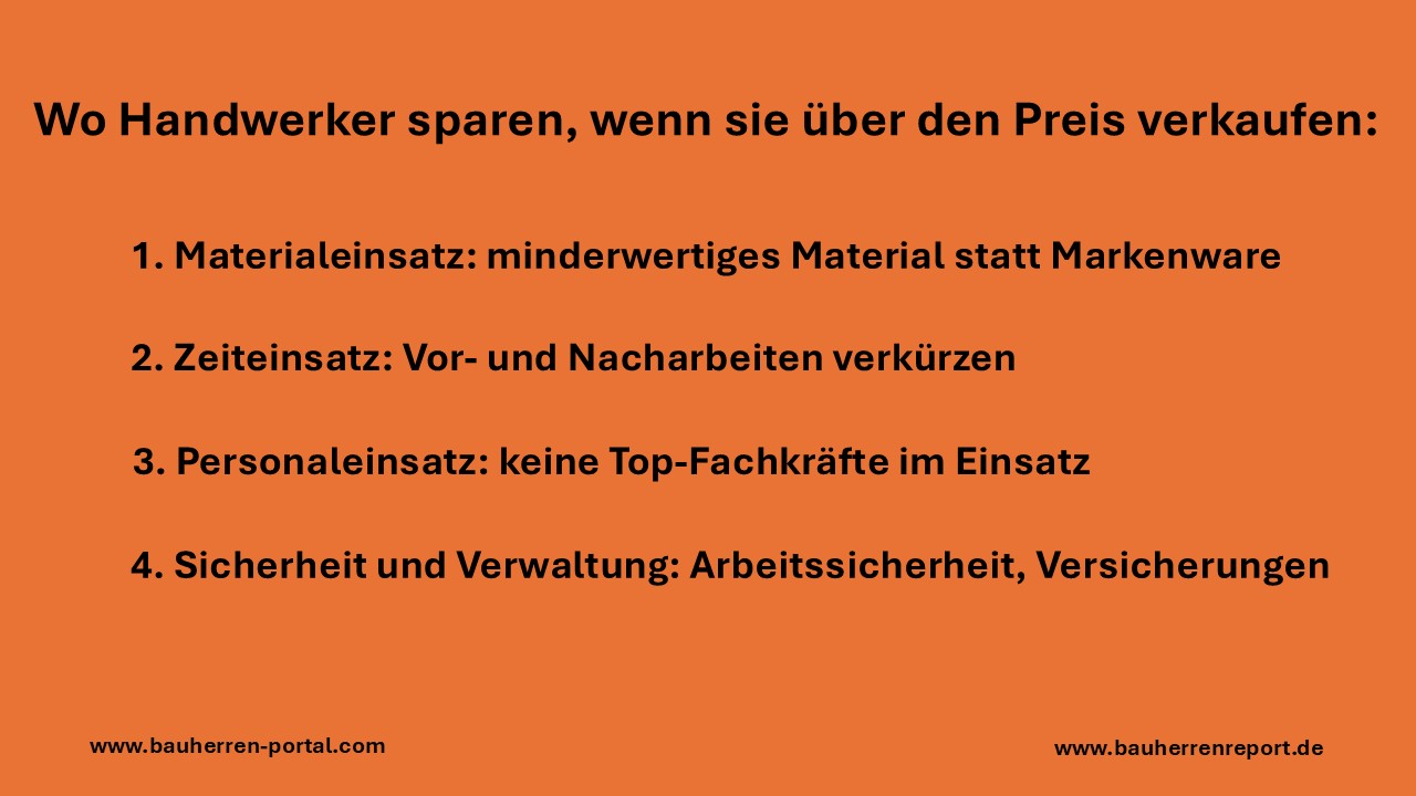 Ein zu günstig kalkuliertes Handwerkerangebot ist meist eine Verschiebung der Kosten