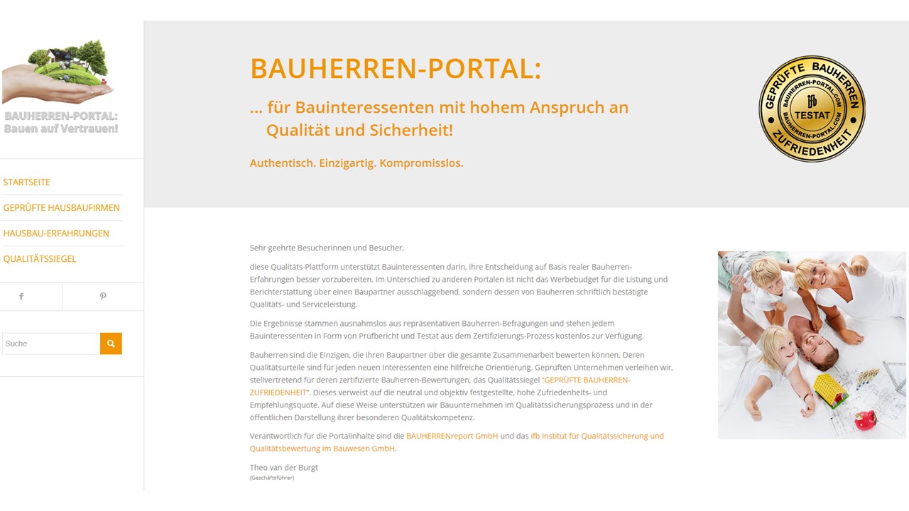 Das BAUHERREN-PORTAL: Einzigartige Qualitätsbühne für den Haus- und Wohnungsbau