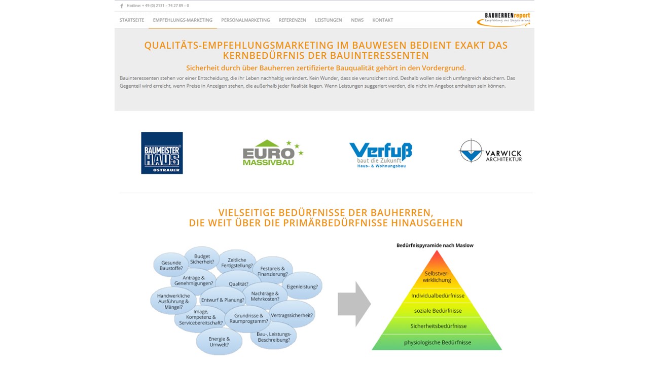 Selbstdarstellung des Bauunternehmens in Sachen Bauqualität nicht zielführend