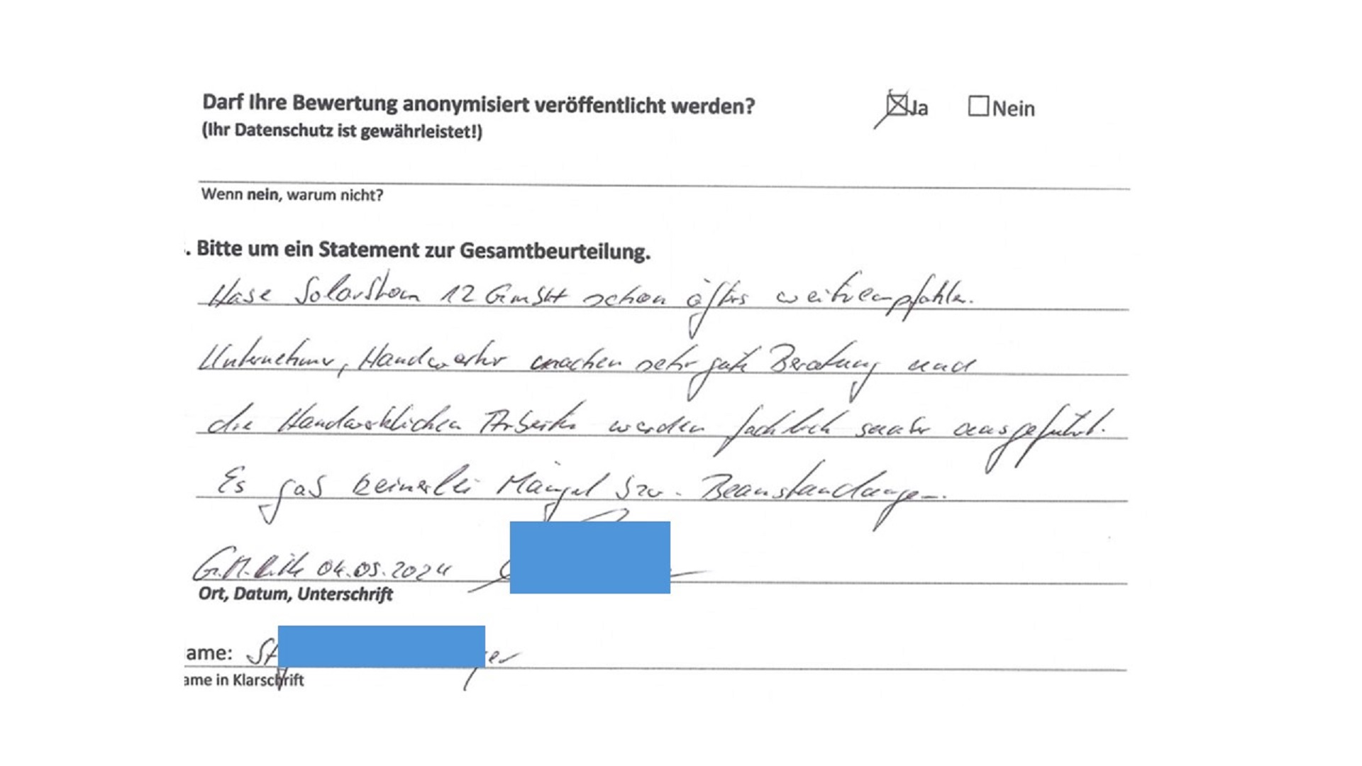 Veröffentlichung von Kundenempfehlungen generiert Spitzenposition für Handwerker