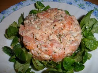 Tartare de mixte saumon et truite fumée