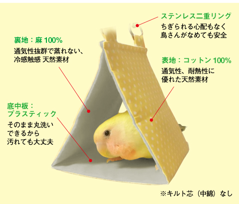 すずやか涼感バードテント 夏用（インコ テント バードベッド インコ