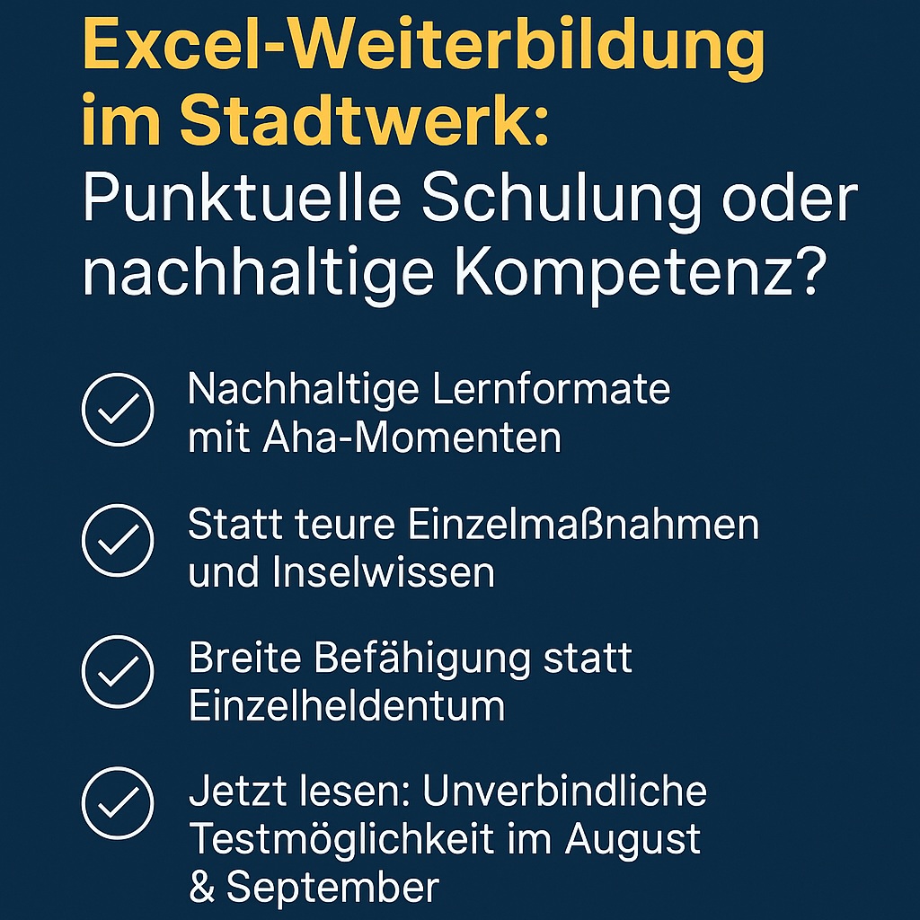 Worauf Stadtwerke bei der Auswahl von Excelkursen achten sollten