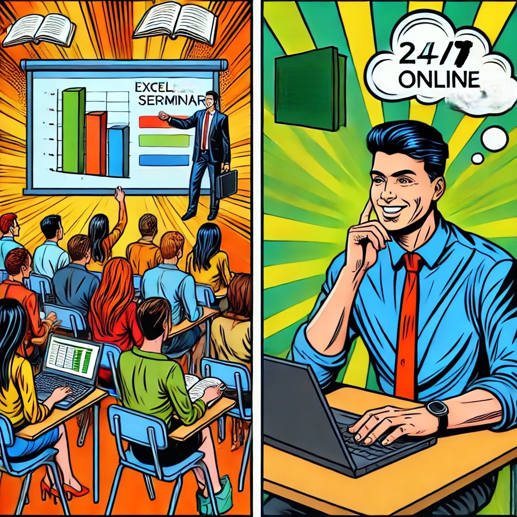 Excel-Weiterbildung neu gedacht: Warum eine digitale Lernplattform Inhouse-Seminare und Live-Trainings übertrifft