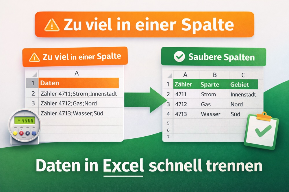 Text in Spalten in Excel für Stadtwerke: Daten sauber trennen