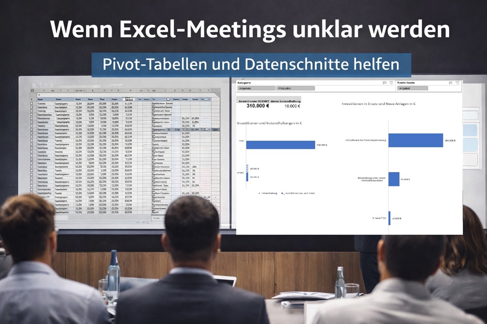 Wenn Excel-Meetings unklar werden: Mit Pivot-Tabellen und Datenschnitten Besprechungen in Stadtwerken besser führen