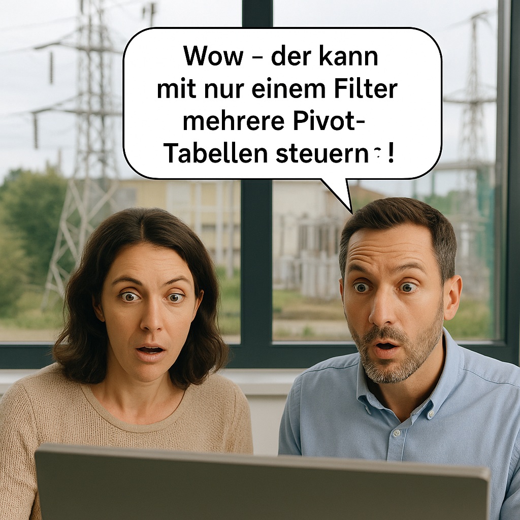 "Wow – der kann mit nur einem Filter gleich mehrere Pivot-Tabellen steuern! - Zeit und Nerven sparen für Stadtwerke