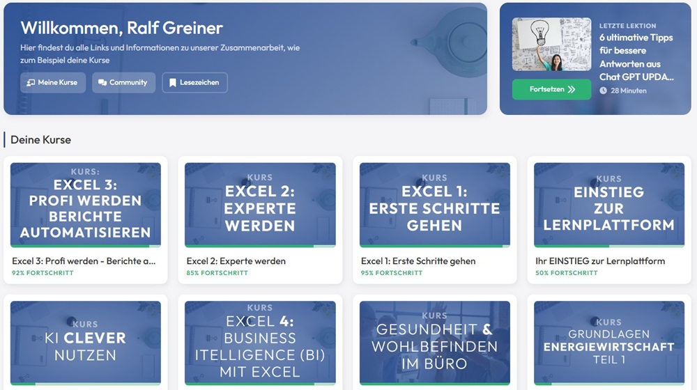 Dashboard Lernumgebung