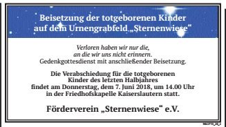 Sternenwiese e. V. Kaiserslautern - Beisetzung