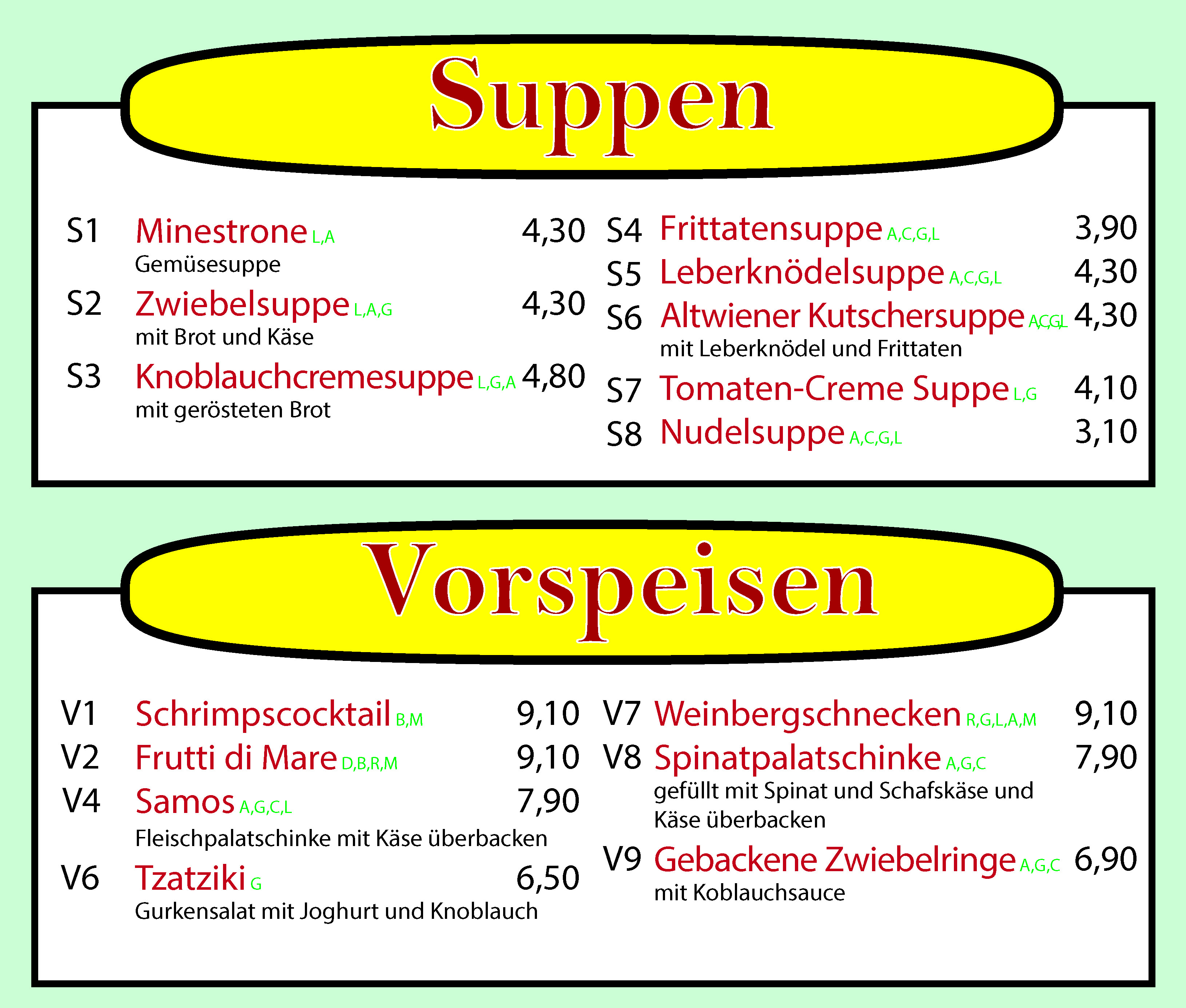 Vorspeisen / Suppen - Pizzeria DIABOLINO in Deutsch Wagram