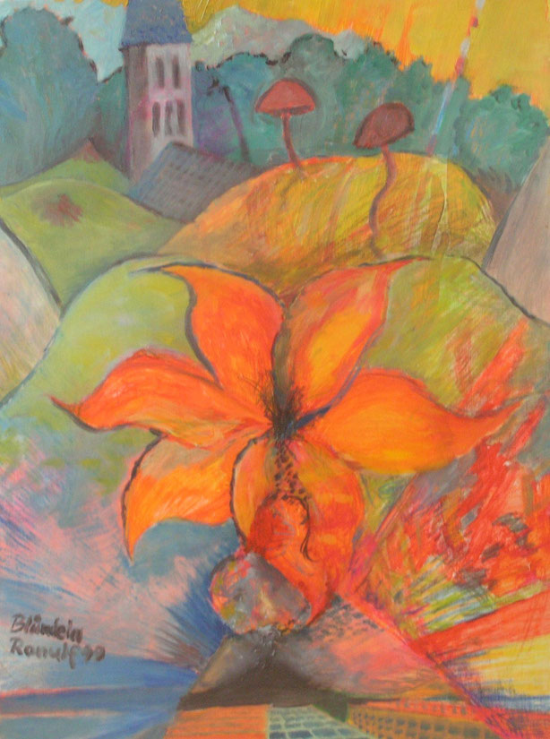 "Blümlein", 1999, Acryl+ Ölpastell/Karton, 56 x 42 cm, 470.- €