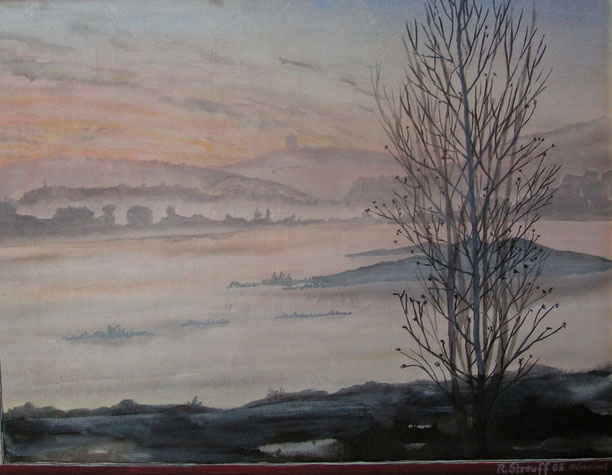 "Möweninsel", 2005, Japantusche/Hartfaserplatte, 68 x 90 cm, 890.- €