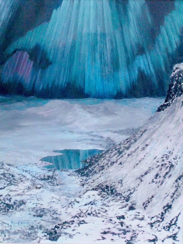"Nordlicht am Saana", 2007, Öl/Lw., 100 x 70 cm, verkauft 