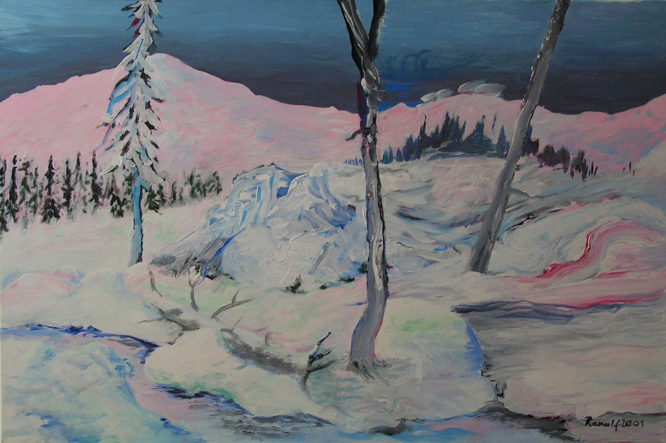 "Winter in Saariselkä", 2001, Acryl/Lw., 60 x 90 cm, 980 €.