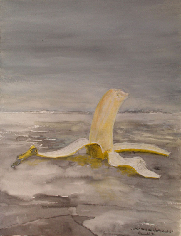  "Banane im Wattenschlick", 1996, Japantusche auf Bütten, 65 x 50 cm, 600.- €