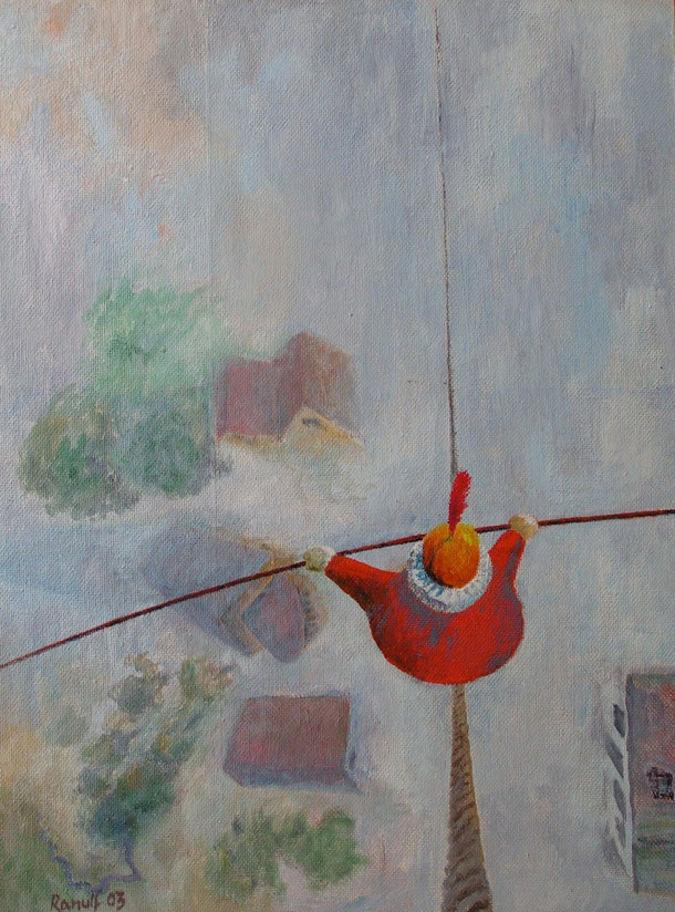"Seiltänzer", 2003, Acryl/Hartfaserplatte, 60 x 45 cm, verkauft