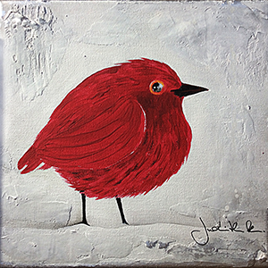 Art. Nr.: 18/120/18 L  I "1Amsel": Acryl auf Leinwand mit Silberliquid 20 x 20 cm I Preis auf Anfrage