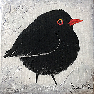 "Amsel": Acryl auf Leinwand mit Silberliquid 20 x 20 cm I Preis auf Anfrage I VERKAUFT