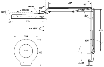 Technische Zeichnung LED Lupenleuchte RLL Basic II