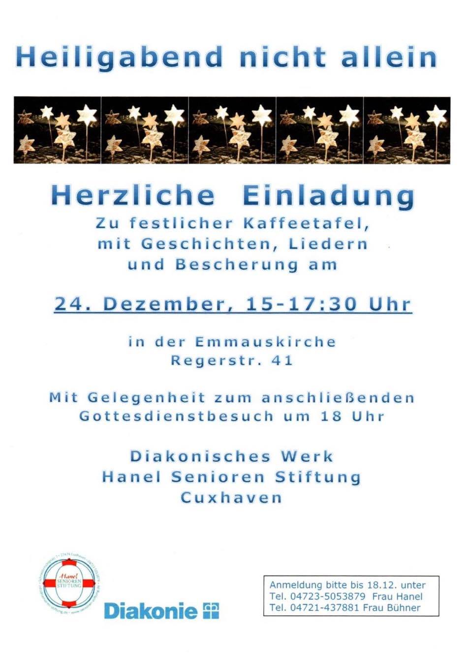 Heiligabend Nicht Allein Hanel Senioren Stiftung Cuxhaven