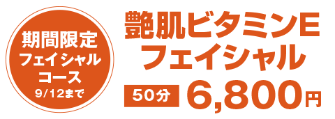 艶肌ビタミンEフェイシャル 50分 6,800円