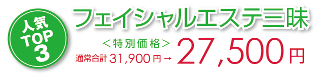 フェイシャルエステ三昧 特別価格 27,500円
