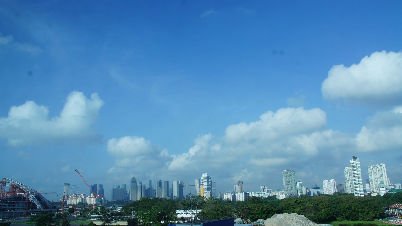 Skyline Singapurs vom Hotel aus