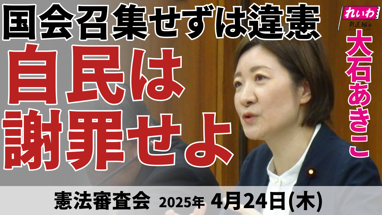 2025年4月24日【大石あきこ・憲法審査会】国会召集せずは違憲 自民は謝罪せよ