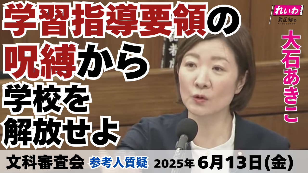 2025年6月13日【文科委員会】学習指導要領の呪縛から学校を開放せよ