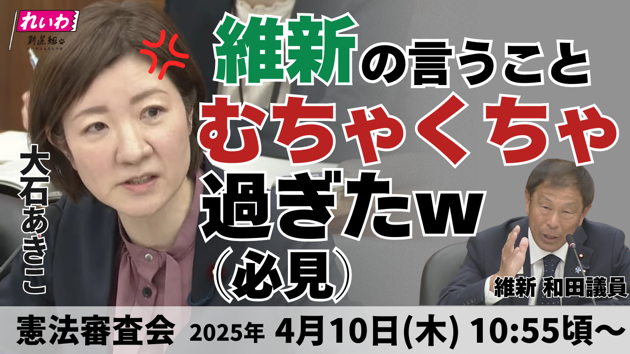 2025年4月10日【大石あきこ・憲法審査会】維新の言うことむちゃくちゃ過ぎたｗ　ー 大阪における維新とメディアの蜜月事例の資料も公開！