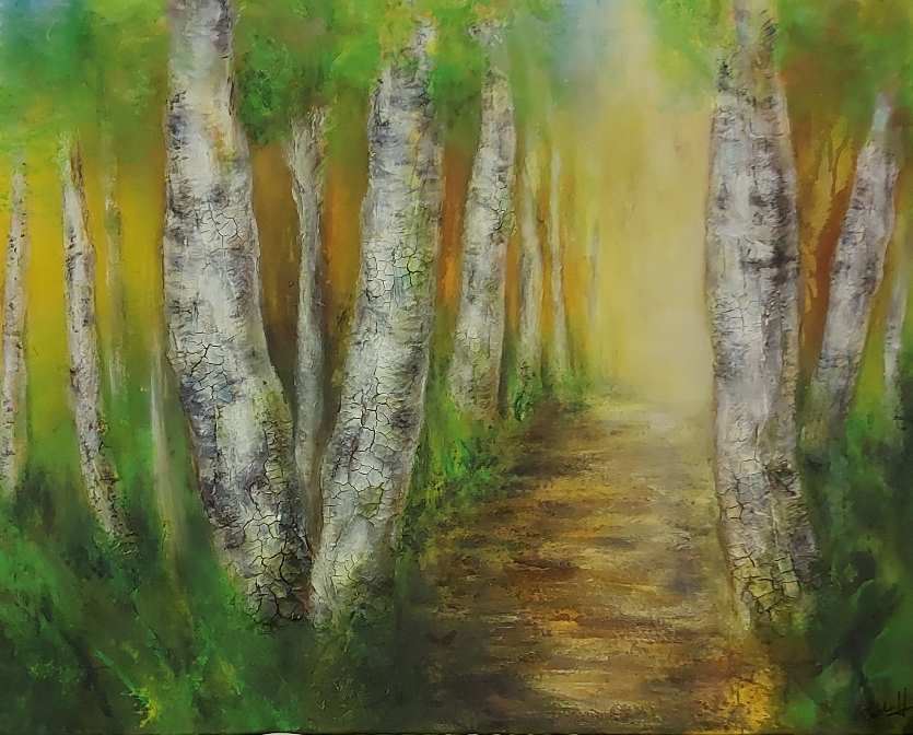 Birken im Frühling | Acrylmischtechnik | 80cm x 100cm | verkauft