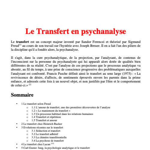 Transfert en psychanalyse