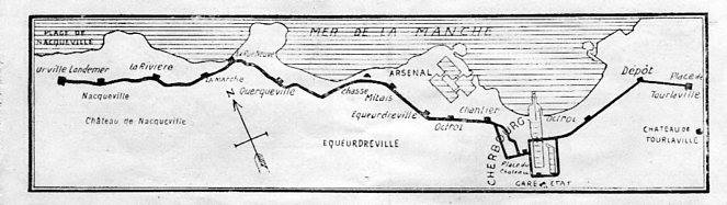 Vue du réseau de tramway du Nord-Cotentin