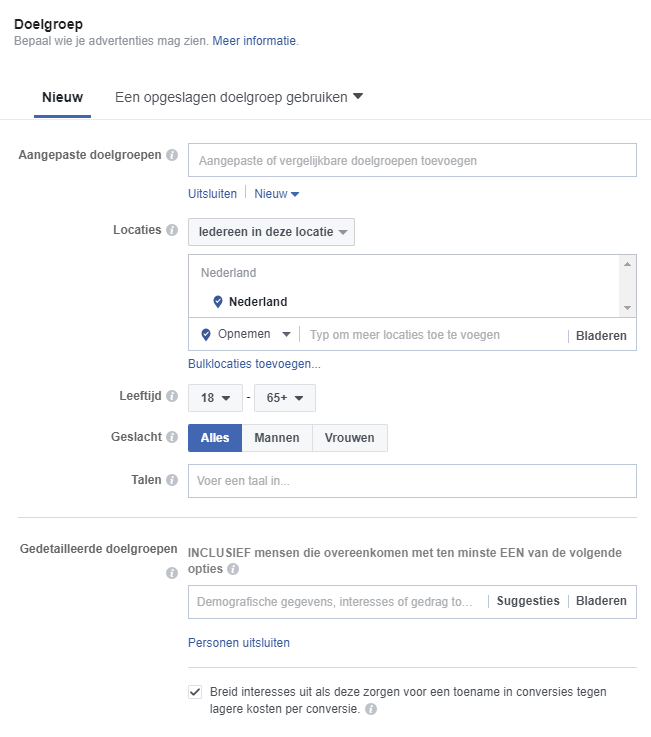 Facebook doelgroep maken