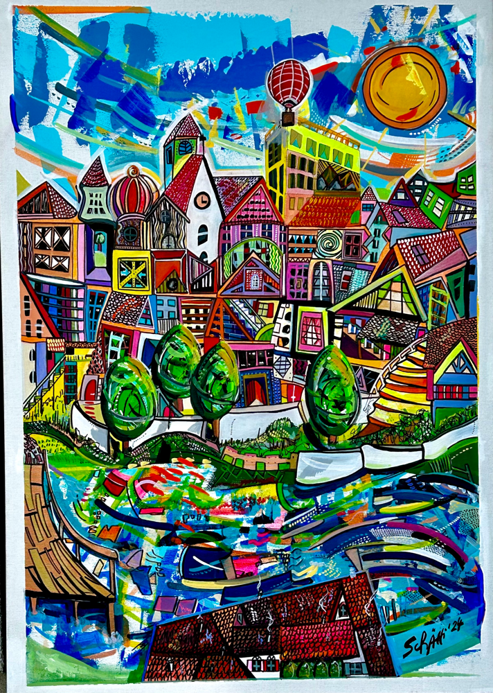 „2 Villages under Sunrise“ 70x100 cm 