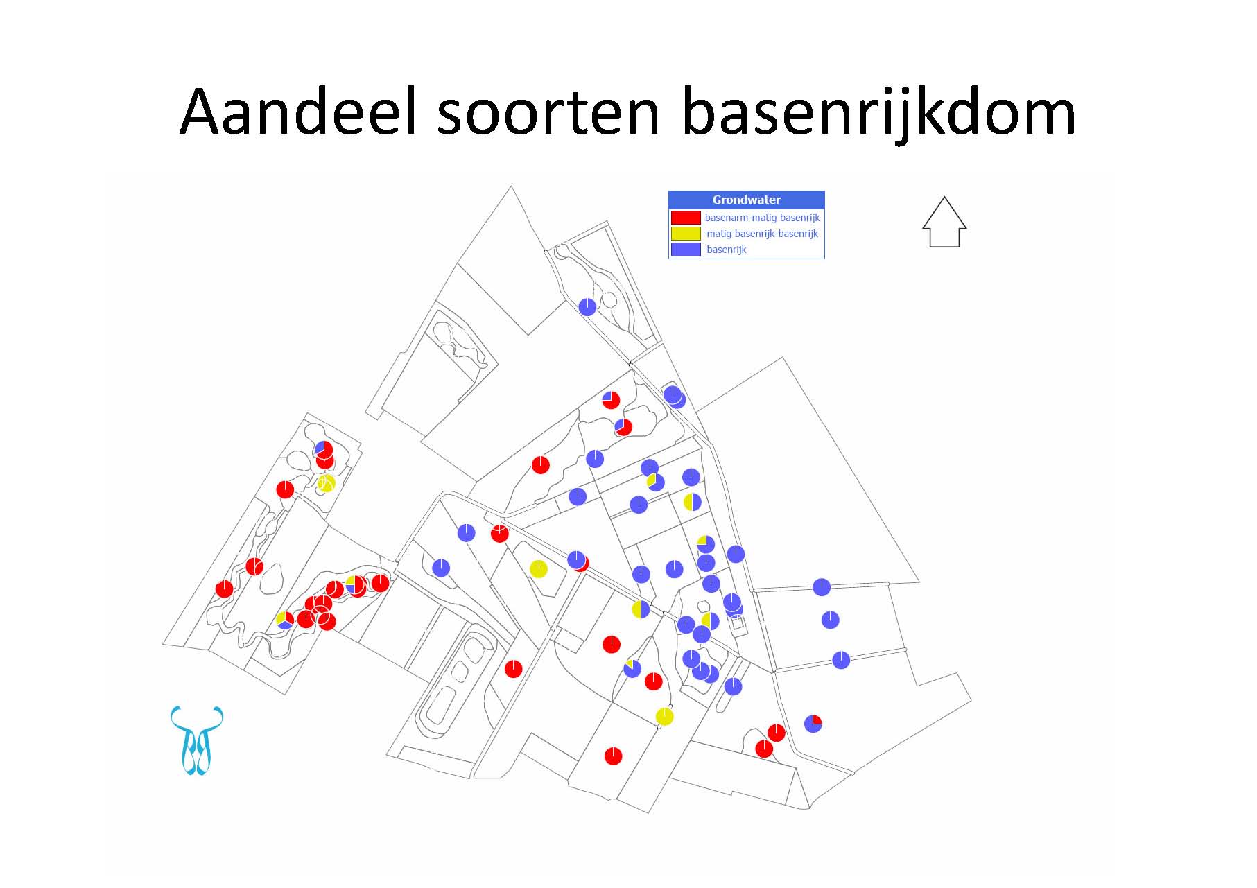 Verschil tussen het gebied ten noord-oosten (kalkrijk) en ten zuid-westen (kalkarm) van de Vossestraat.