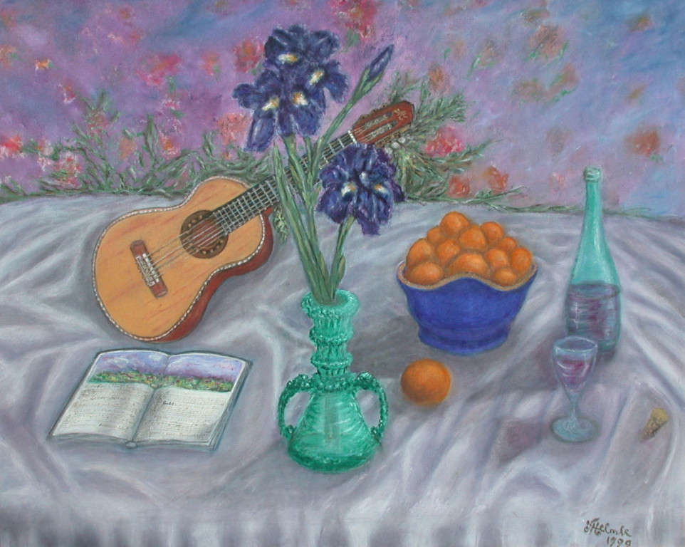 Stilleben auf Gartentisch *1999 #90x100cm //gerahmt