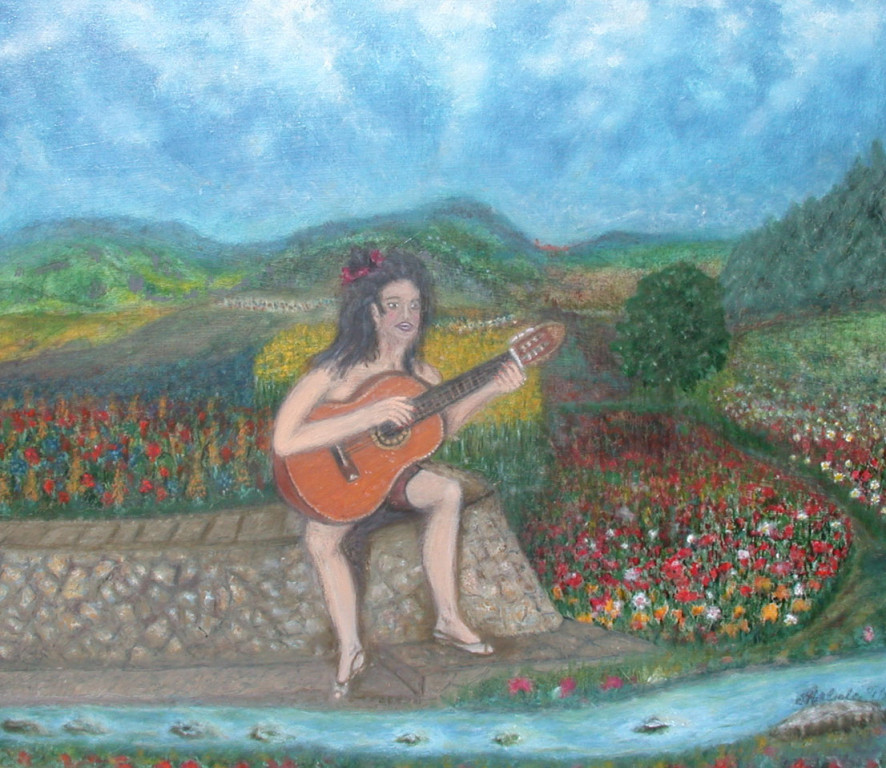 Dame mit Gitarre *1996 #68x87cm