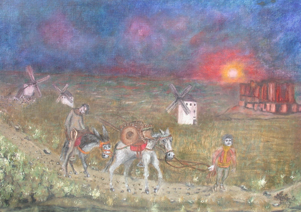 Don Quijote & Sancha Panza - Nach dem Windmühlenkampf *1997 # 50x70cm