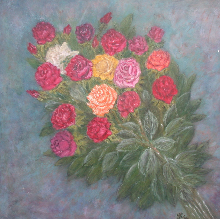 Buntes Rosenbukett *2001 #60x60cm