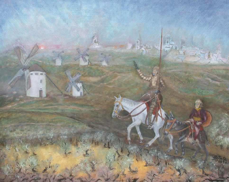Don Quijote & Sancha Panza - Ritt zu den Windmühlen *1996 # 80x100cm