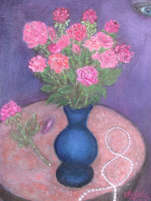 Rosen in kobaltblauer Vase *2005 #48x40cm //gerahmt
